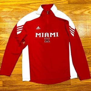 Adidas Climalite 1/4 Zip Long Sleeve Pullover, Miami University, Size Small
